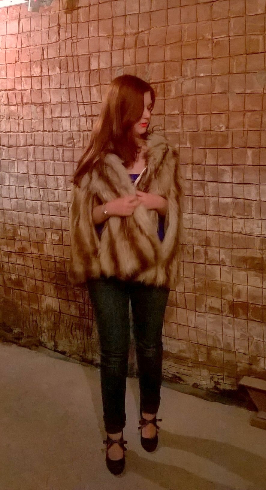 Fashion week, faux fur cape outfit of the week